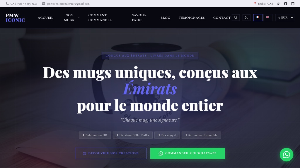 Aperçu du site PMW Iconic Trends — vitrine retail