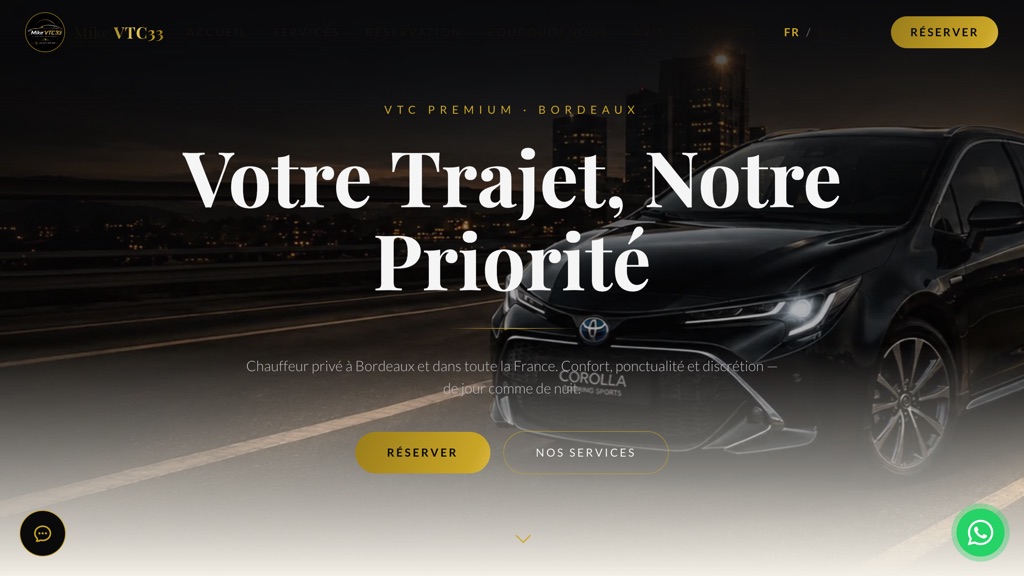 Aperçu du site Mike'VTC33 — chauffeur privé VTC premium à Bordeaux